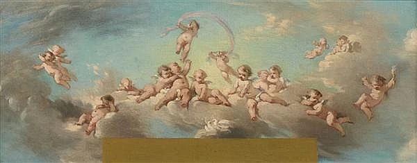 Charles Joshua Chaplin - Putti, progetto di decoro con ritaglio rettangolare nella parte inferiore, attribuito